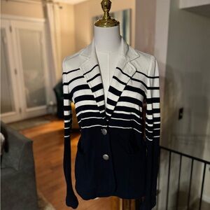 Cartonnier Navy and Off-White Striped Blazer, S Anthropologie